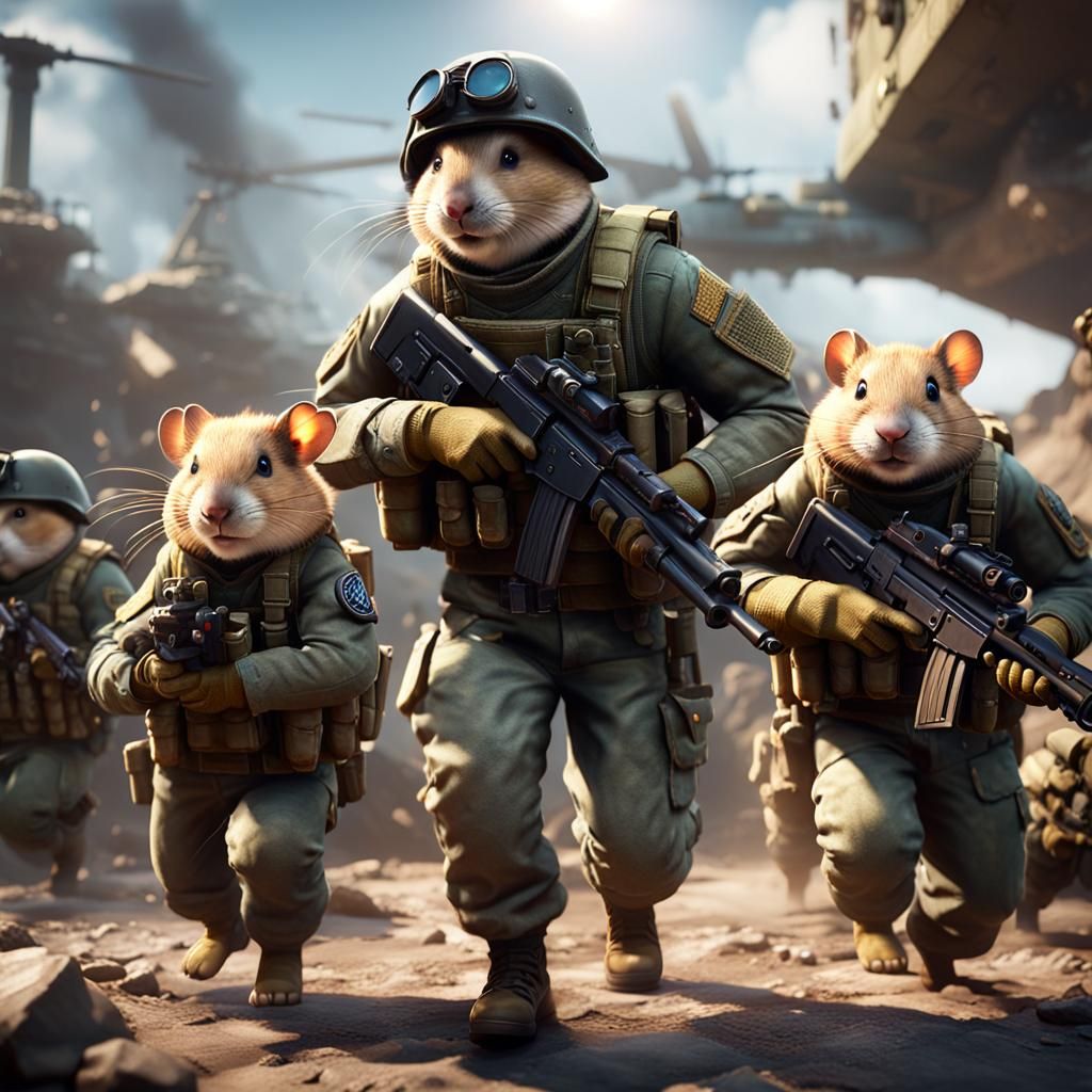 Hamsters in Military Training: 3D Game Cinematic