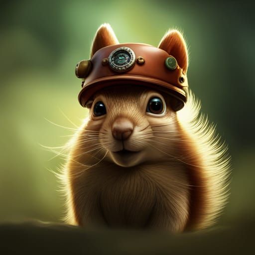 Detailed Squirrel Pirate Digital Art Rendering