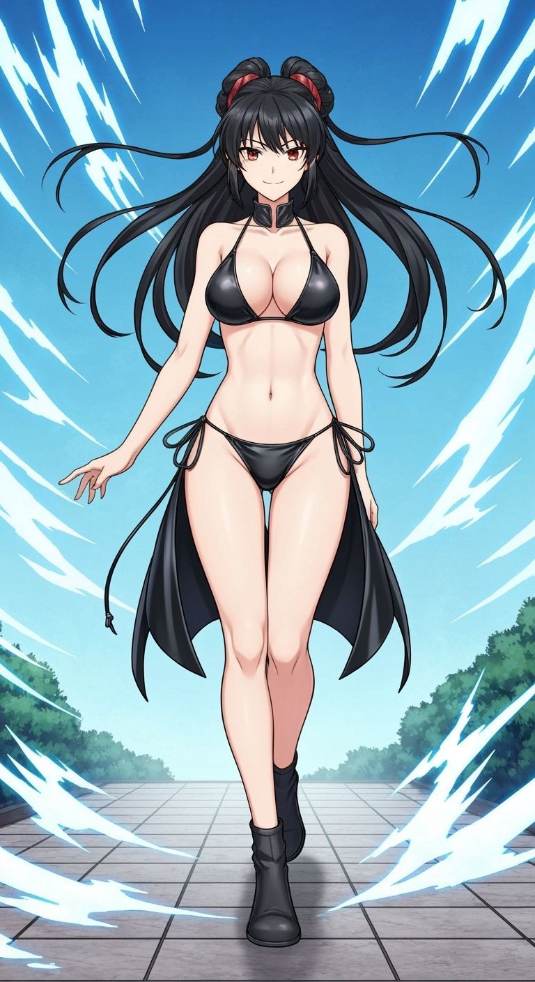 Anime Woman with Wind Powers in Leather