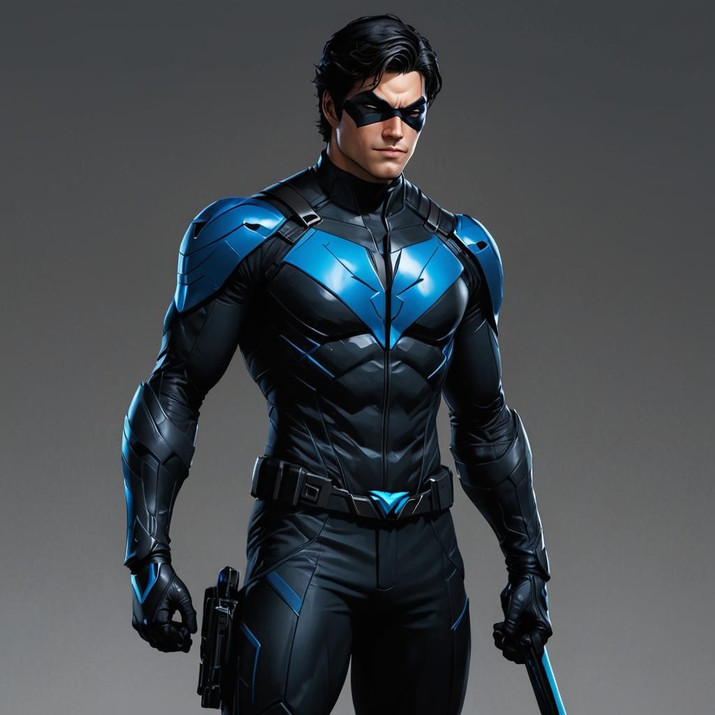 Nightwing Portrait in Hyperdetailed Digital Art Style