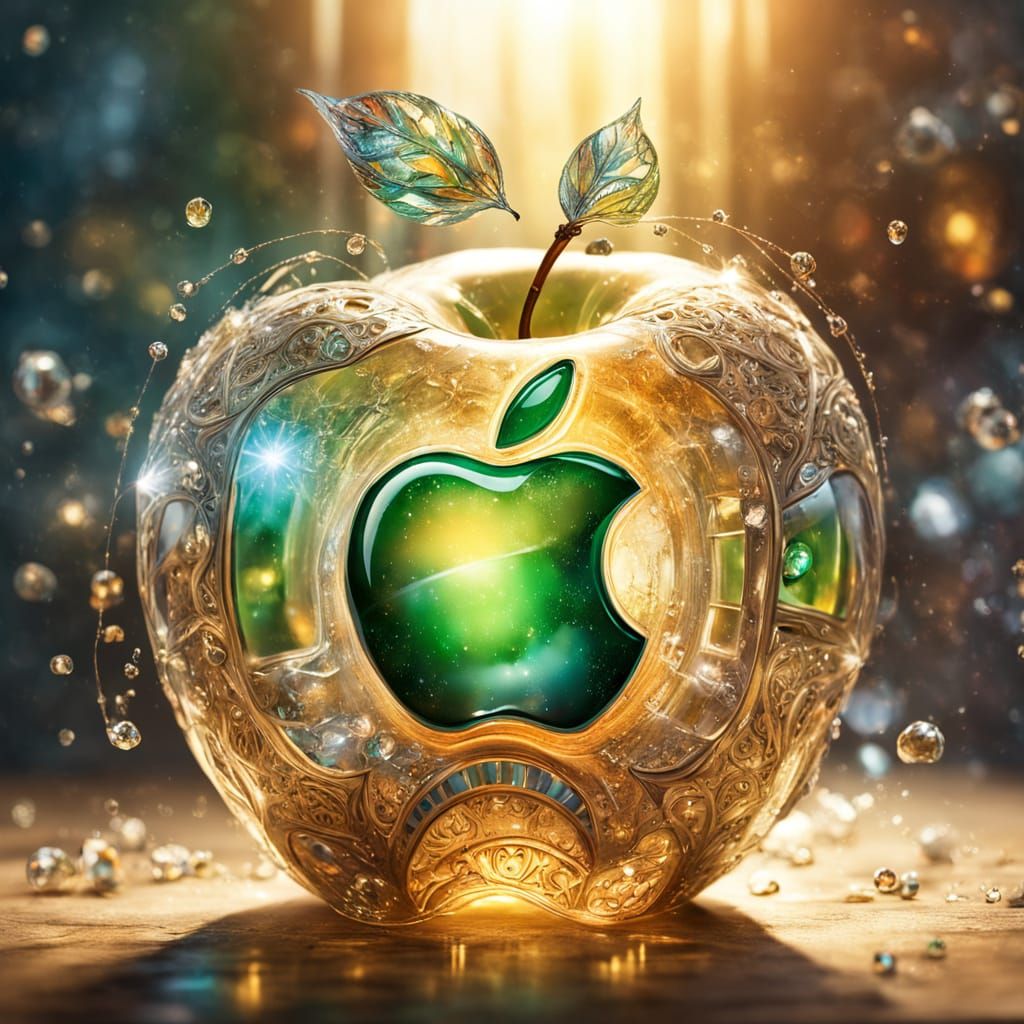 Golden Apple Masterpiece in Dreamlike Hyper-Realism