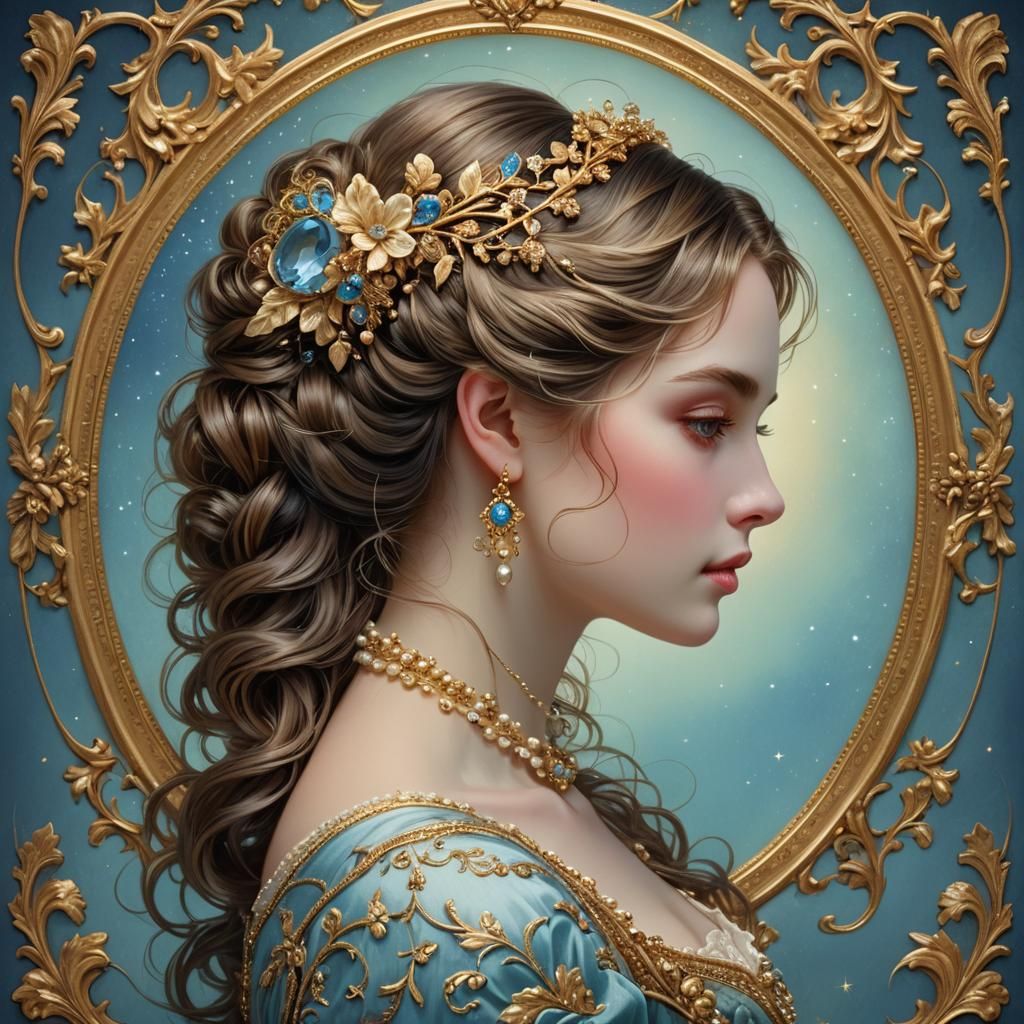 Regency Profile with Aurora Borealis, Baroque Frame