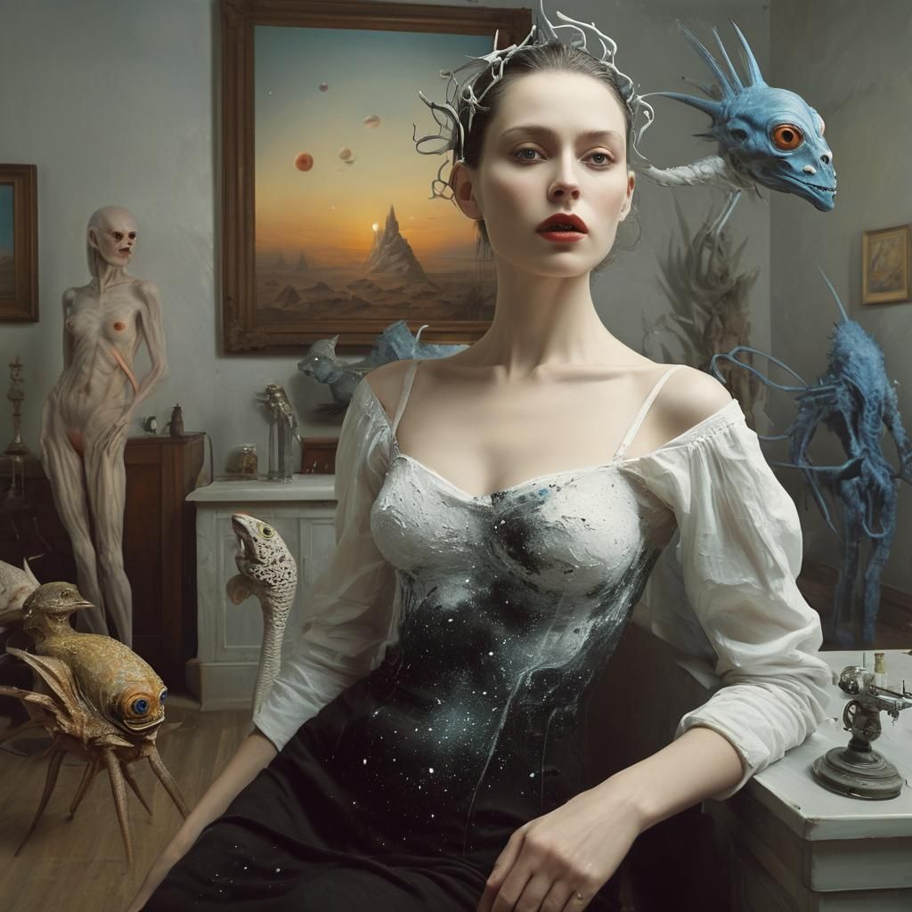 Bizarre Creatures in Exotic Surrealist Labscape