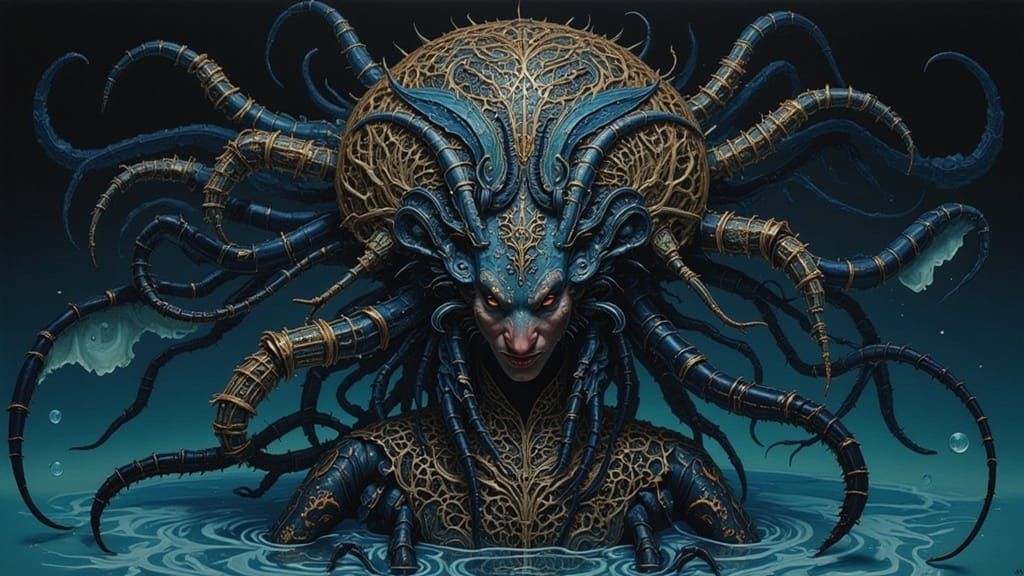 Sea People Fearful in Dark Waters: Digital Portrait