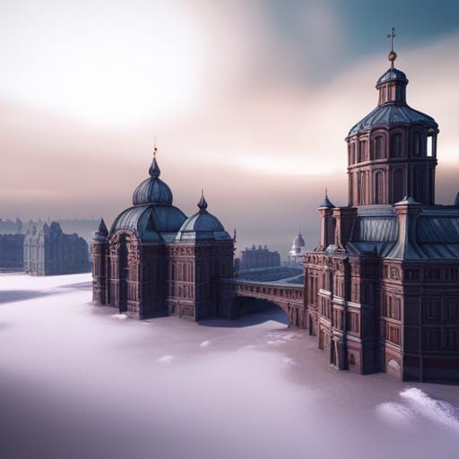 Detailed Matte Painting of Russia in Deep Color