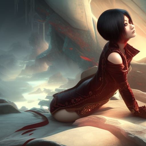 Ada Wong: Detailed Matte Painting in Deep Color