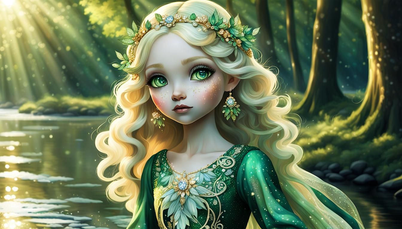 Whimsical Woman in Forest: Jasmine Becket-Griffith Style