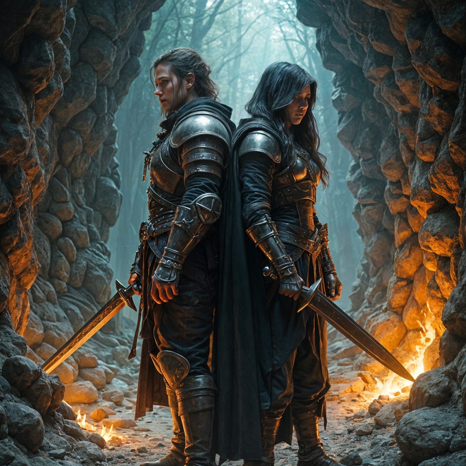 DnD Fighter and Rogue Ready to Strike