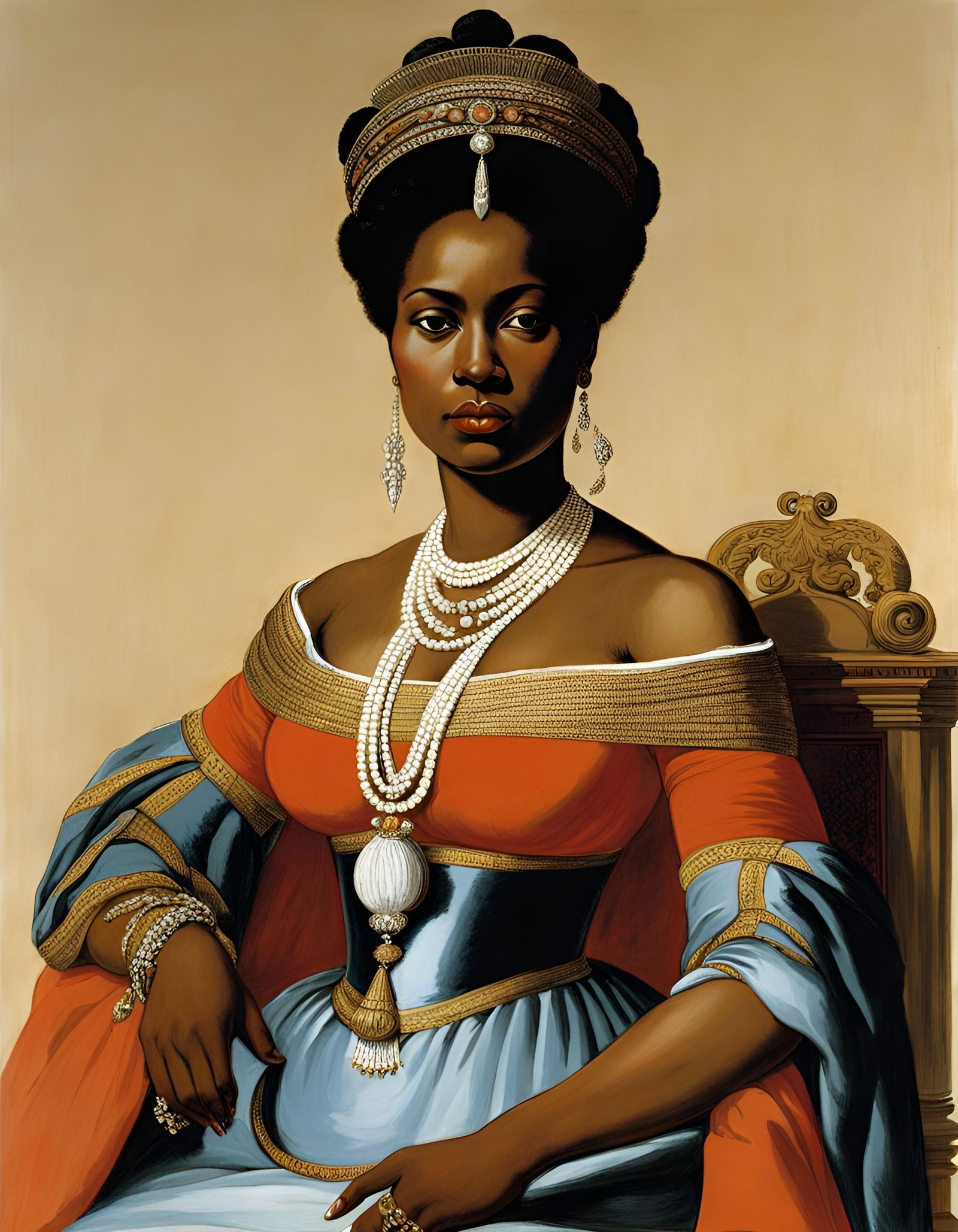 African Queen Portrait in Neoclassical Style