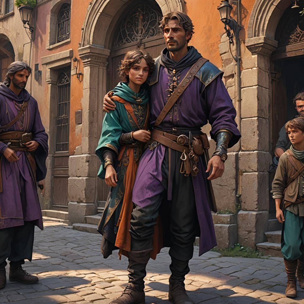 Medieval Italian Peasant Child in Dark Fantasy Style