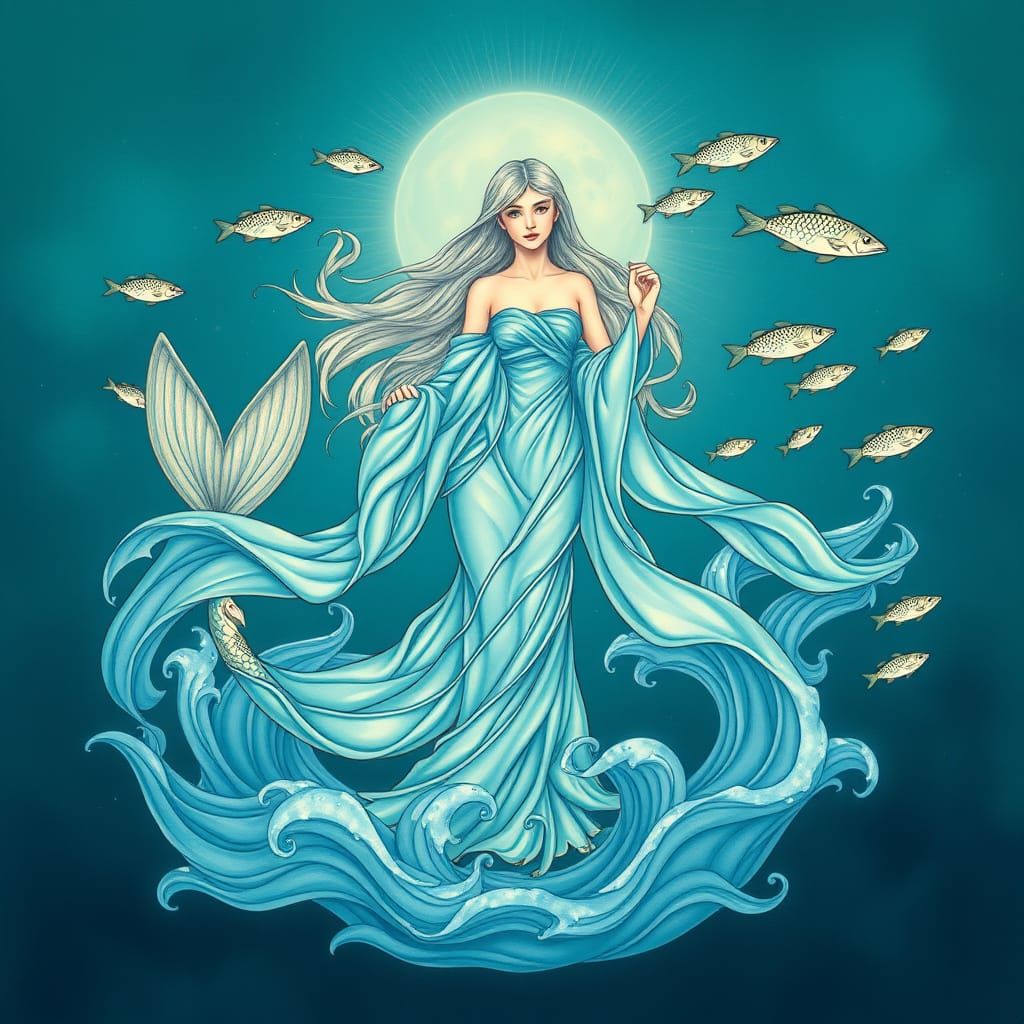 Dreamy Aquatic Goddess of the Pisces Zodiac