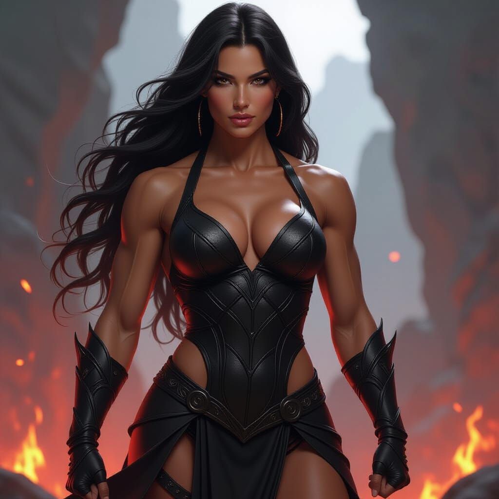 Hyperrealistic Female Elemental with Athletic Grace