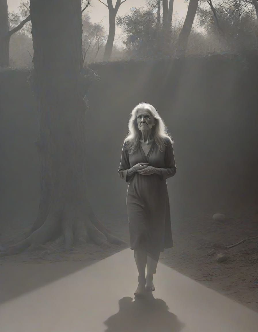 Introspective Portrait of Woman in Chiaroscuro