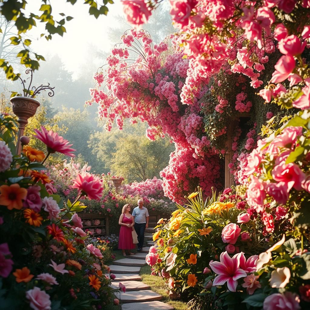 Rococo Garden with Abstract Elements in Cinematic Style