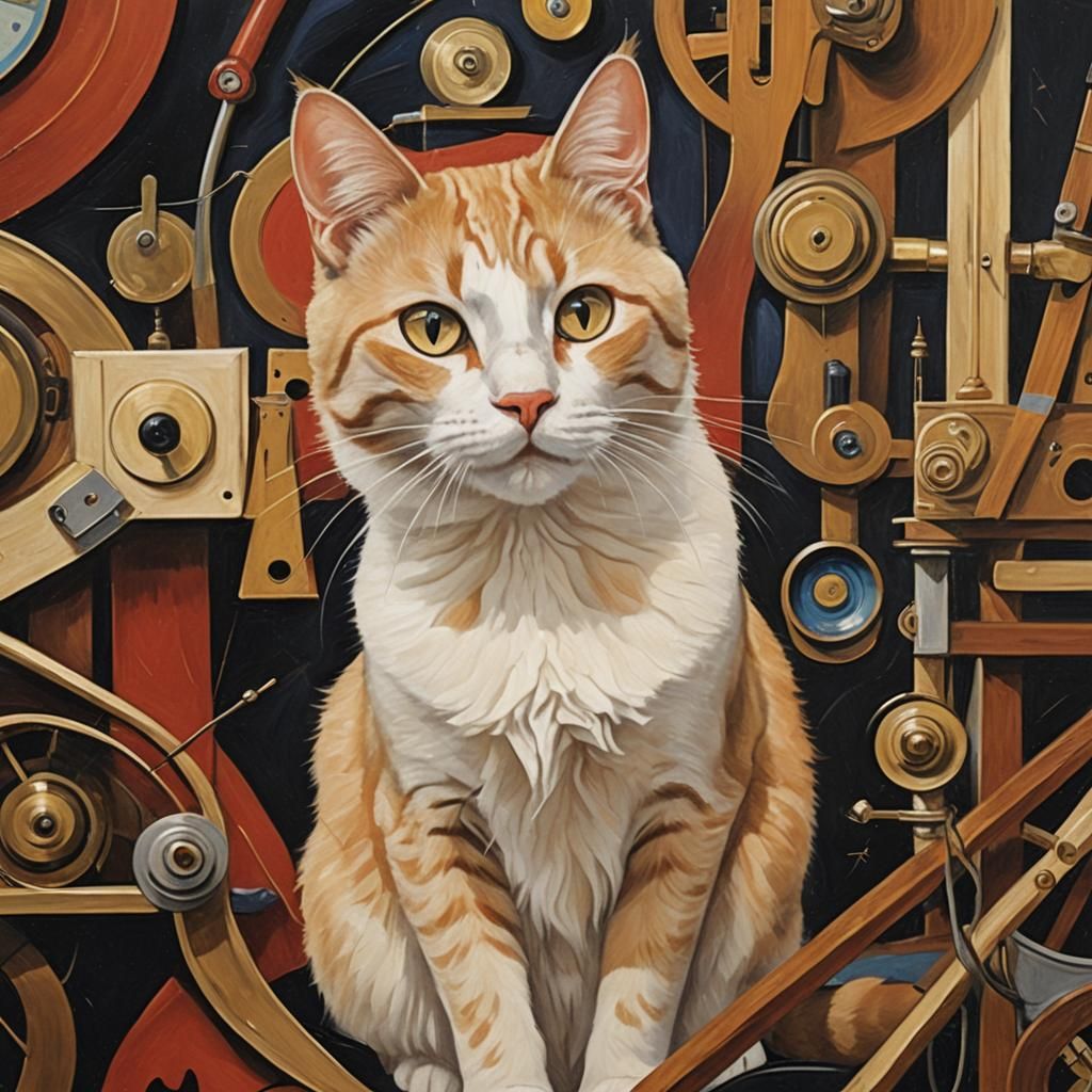 Cat Reading Novel: Fairytale Storybook Cover Art