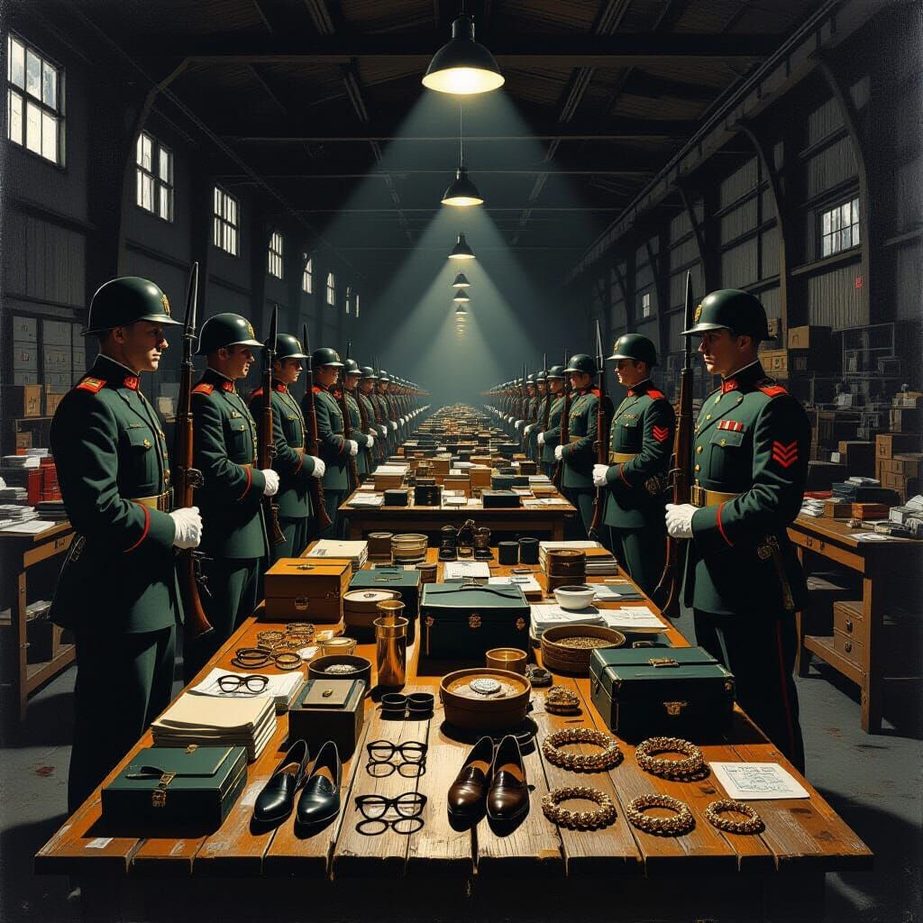 Warehouse of Lost Belongings in Dark Surrealist Style