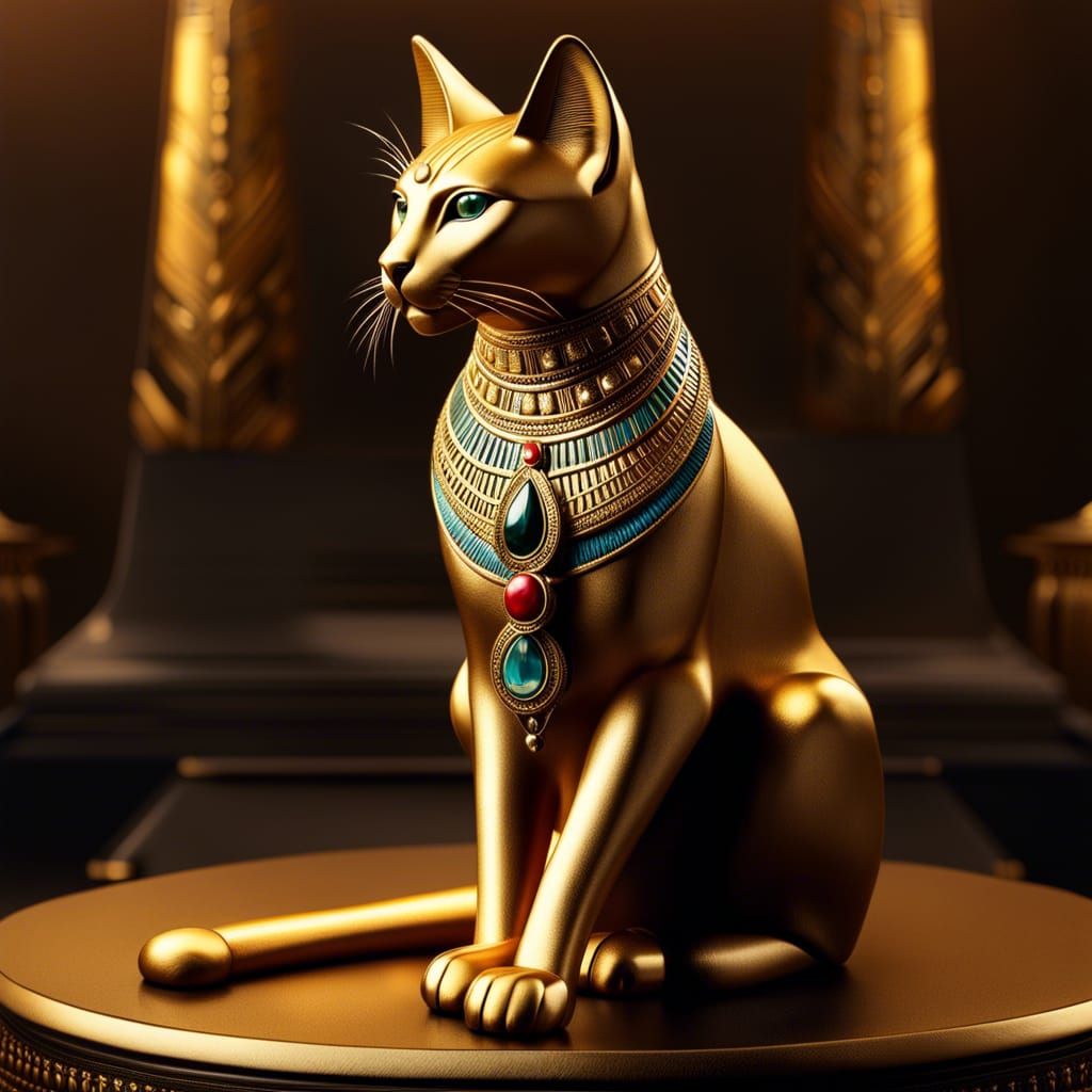 Magnificent Bastet: Egyptian Cat Goddess in Gold