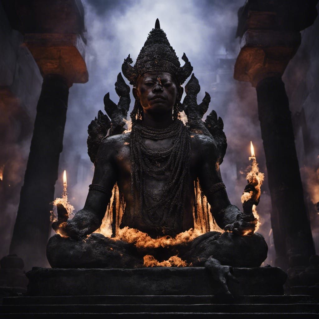 Dramatic Close-Up Portrait of a Black Temple