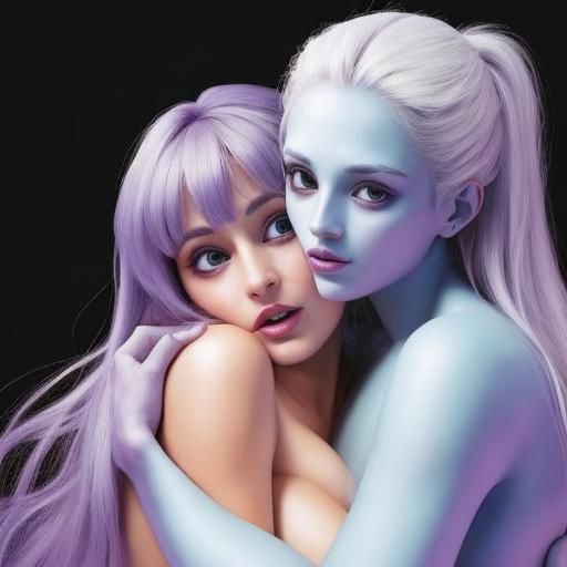 Ethereal Embrace: Ghostly Women in Tender Hug