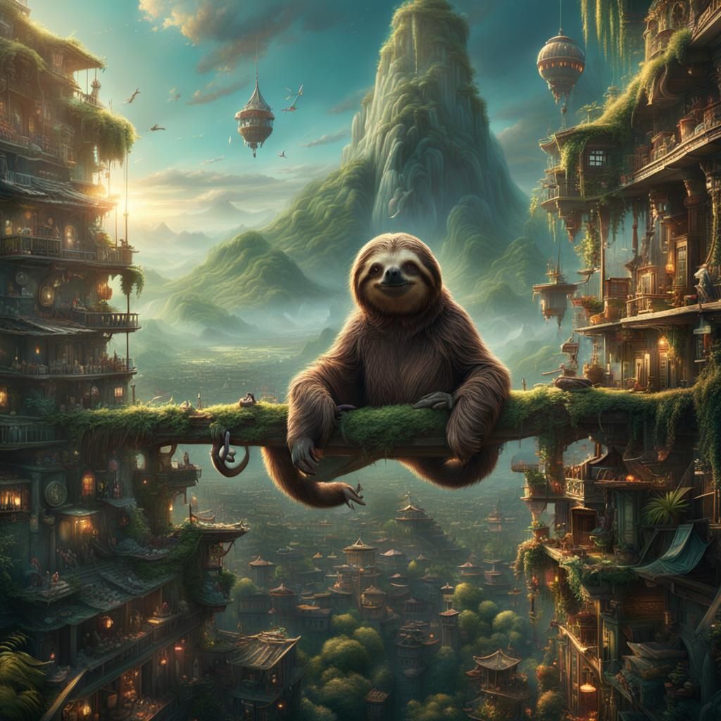 Dramatic Digital Painting of a Sloth