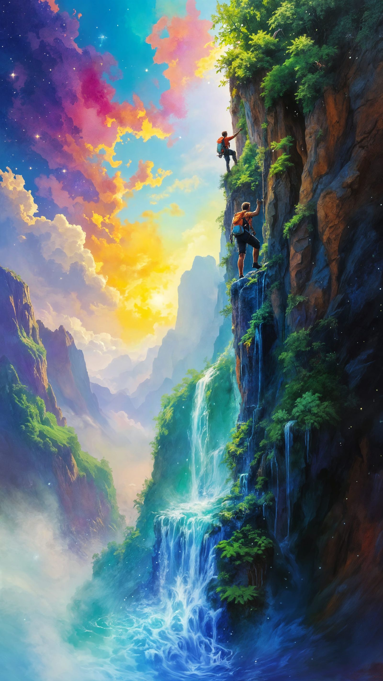 Ascent to Green Cliff: A Fantasy Landscape