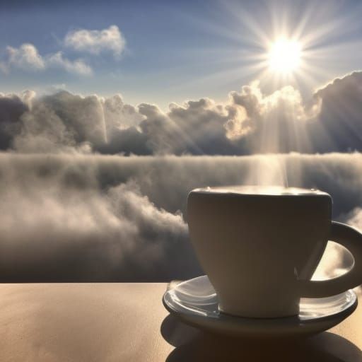 Divine Coffee Cup with Heavenly Sunshine Beams