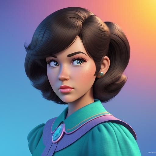1960s Hairstyle in Pixar-style 3D Digital Art
