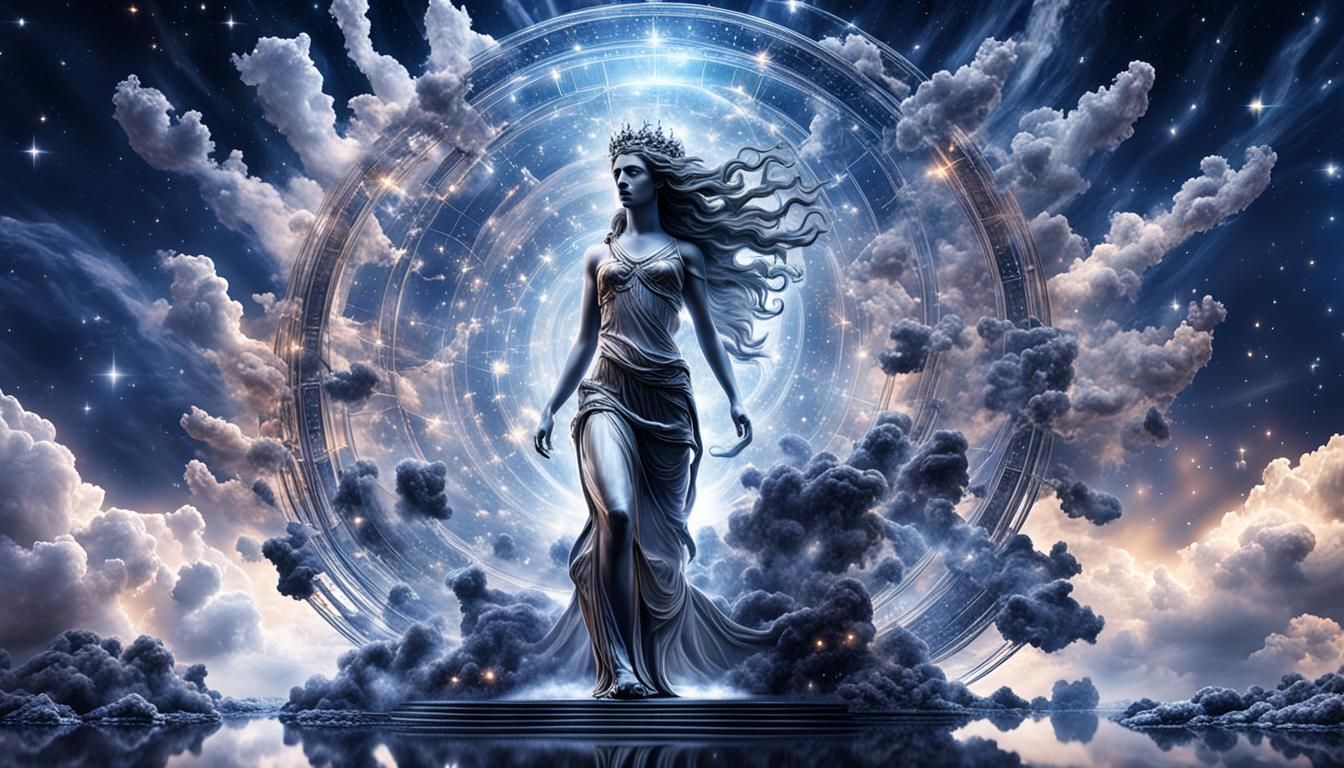 Ethereal Greek Goddess in Dark Quantum Simulation