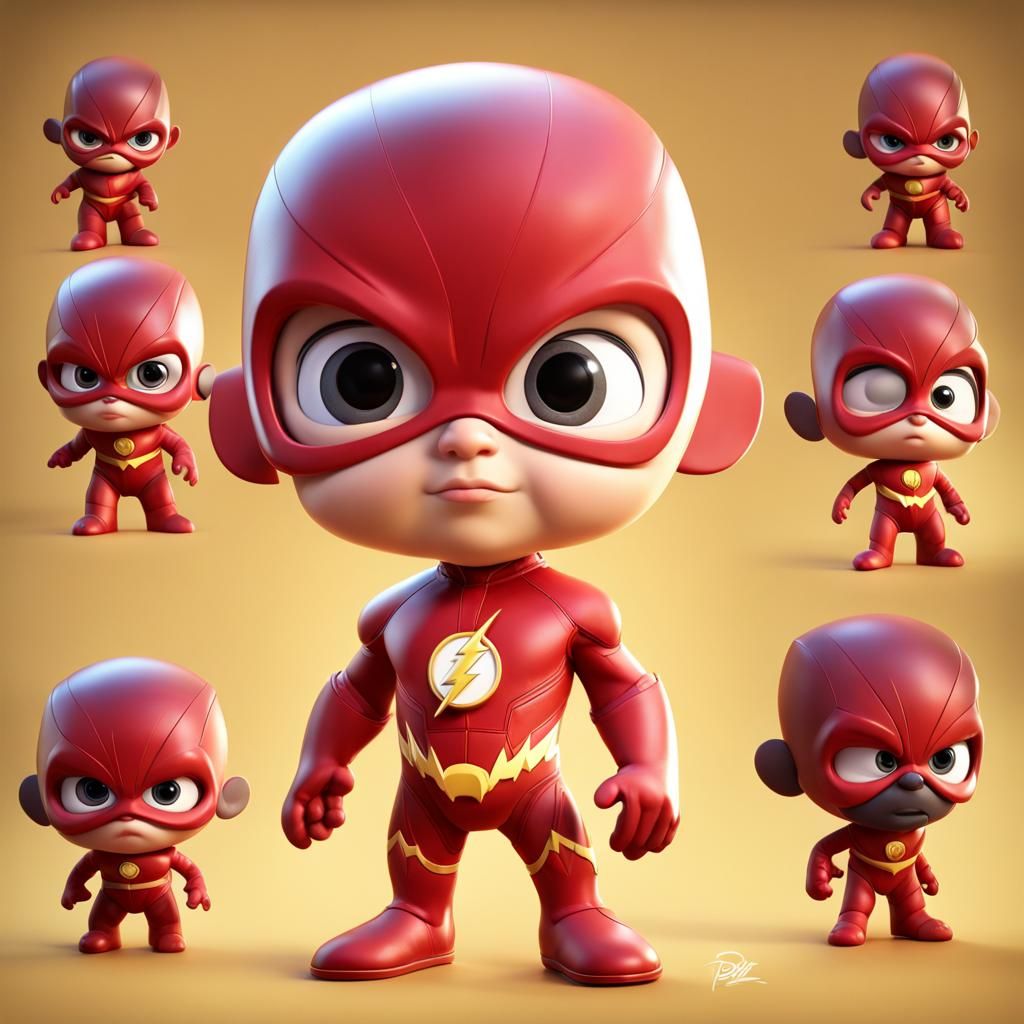 Baby Flash Superhero in Pixar Style