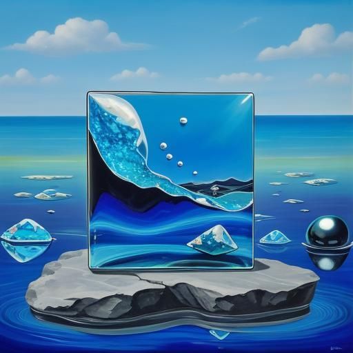 Surreal Glass Brick Waterscape in Dali Style