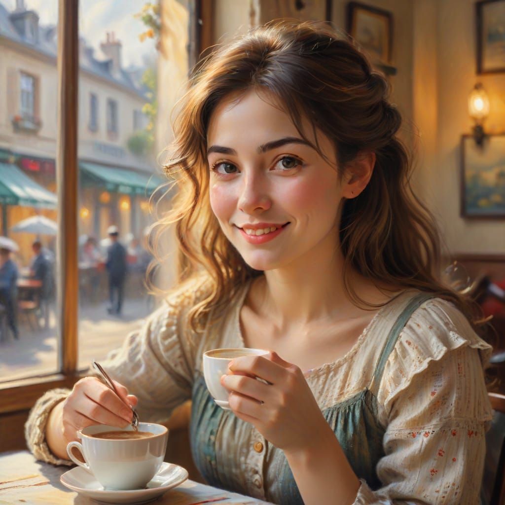 Vibrant Morning in a Cozy European Café