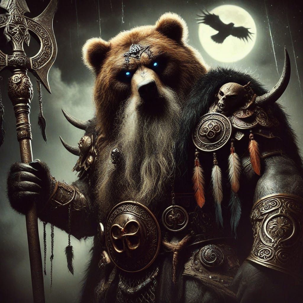 Majestic Darkened Bear Barbarian in Mythic Proportions