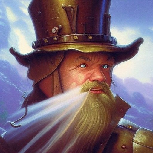 Glum Town Guard Headshot in Ethereal Oil Painting