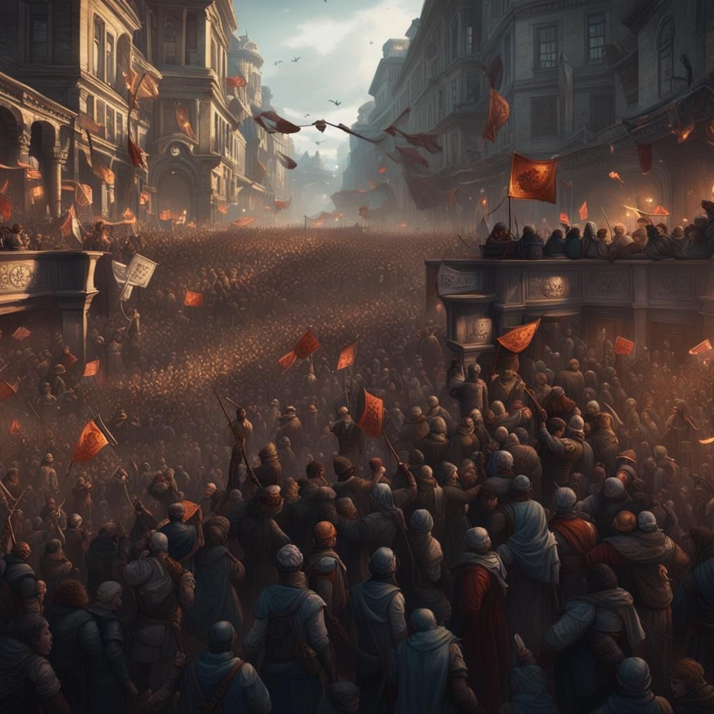Women's Protest: Dark Fantasy Concept Art