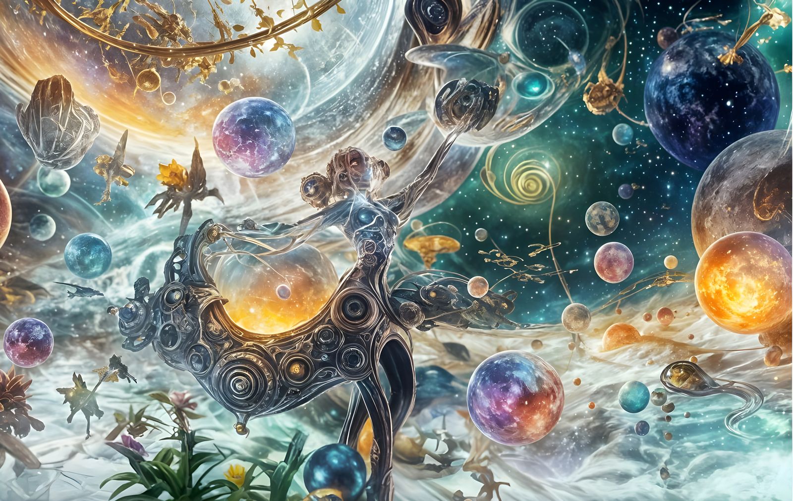 Iridescent Futuristic Fantasy Zen Oasis