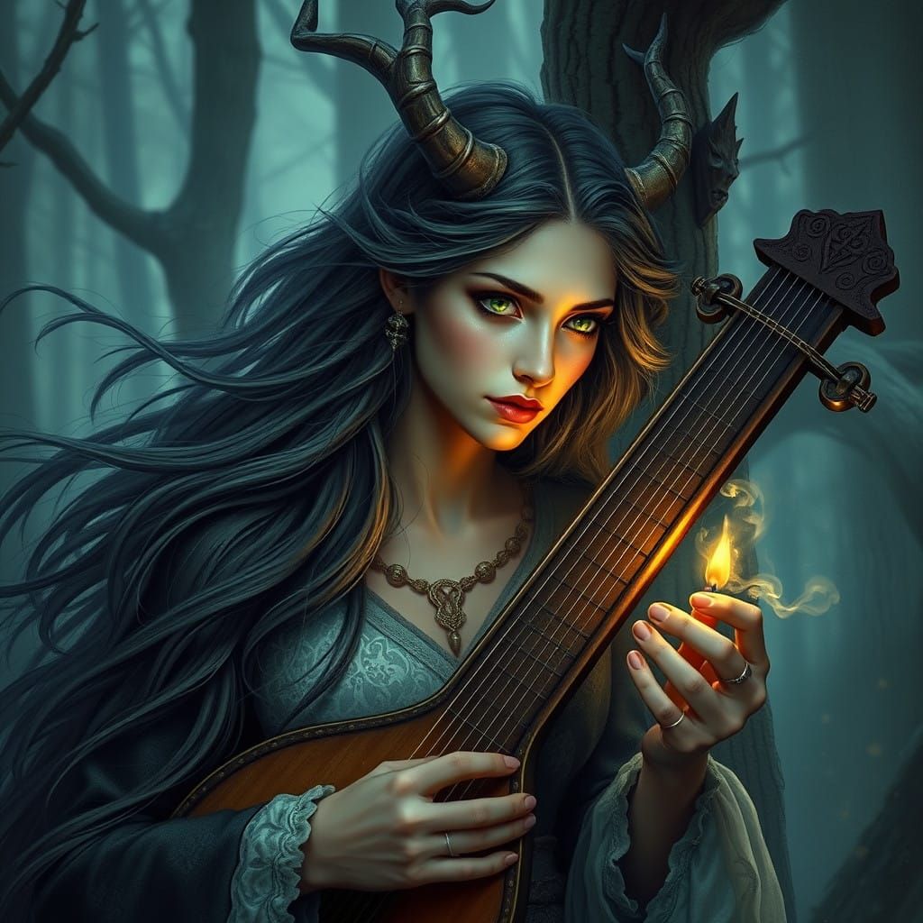 Mystical Huldra Mesmerizes with Enchanted Melody in Whimsica...