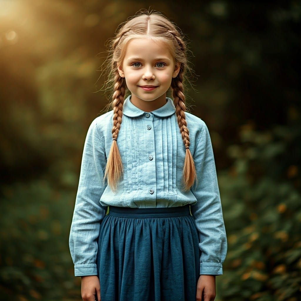 Girl with Braids in Dreamlike Portrait Style