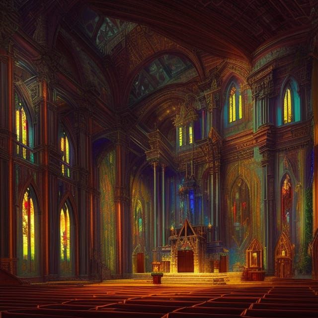 Neon Church: Epic Cinematic Digital Matte Painting