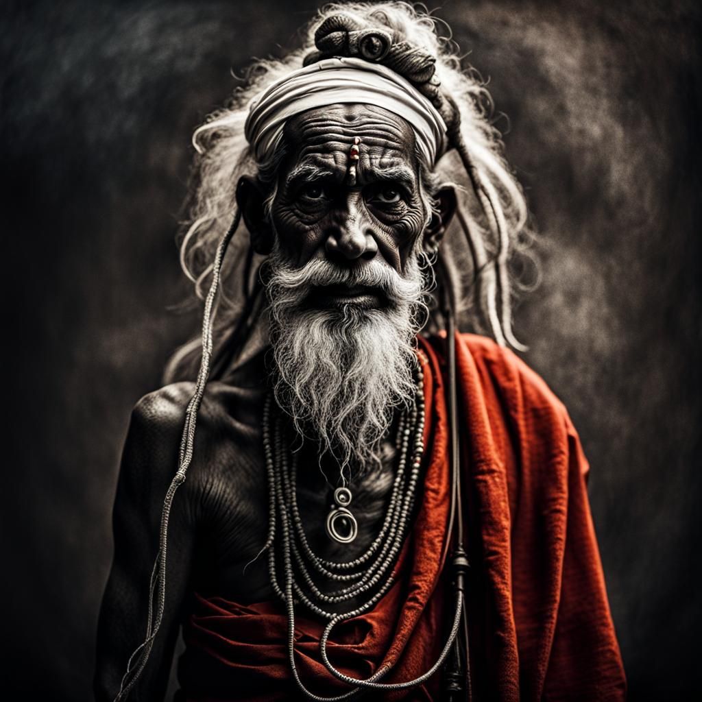 Gothic Surrealist Portrait of a Hindu Sadhu