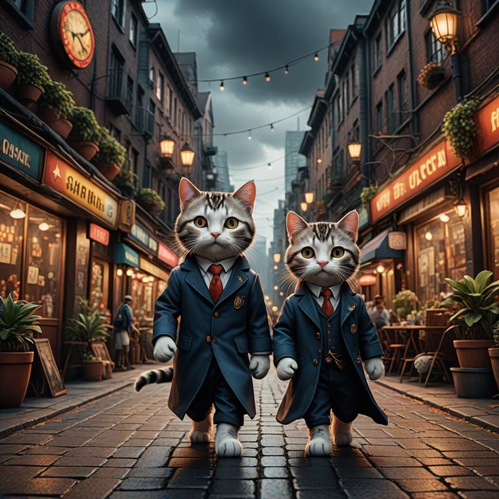 Cartoon Cats Shine in High Fashion on Vibrant Runway