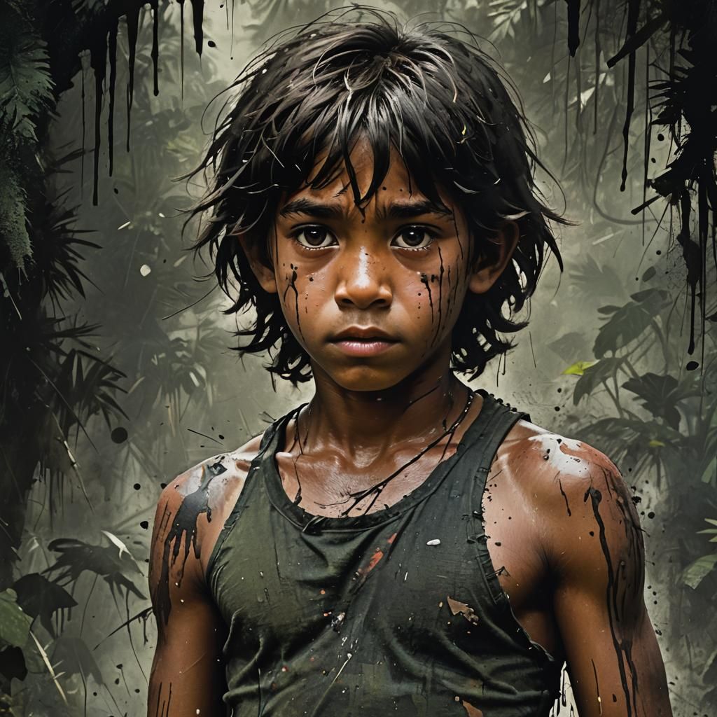 Mowgli Portrait in Graffiti Art Style