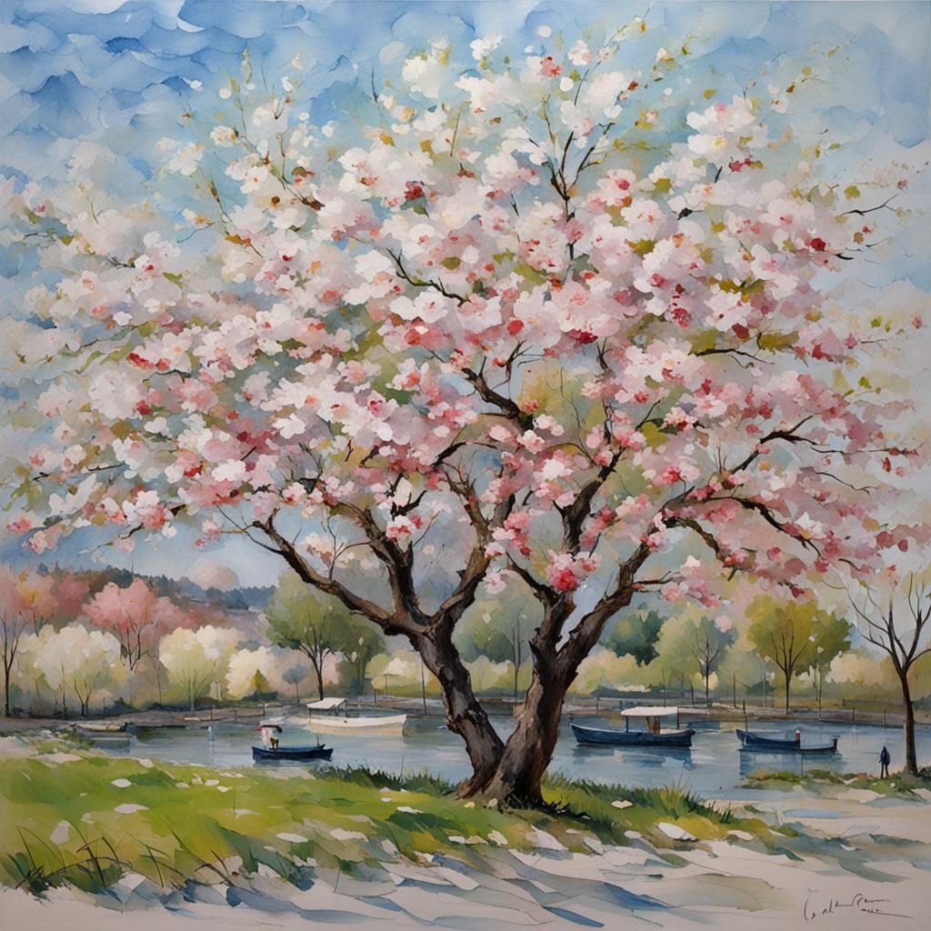 Blooming Cherry Tree in Spring