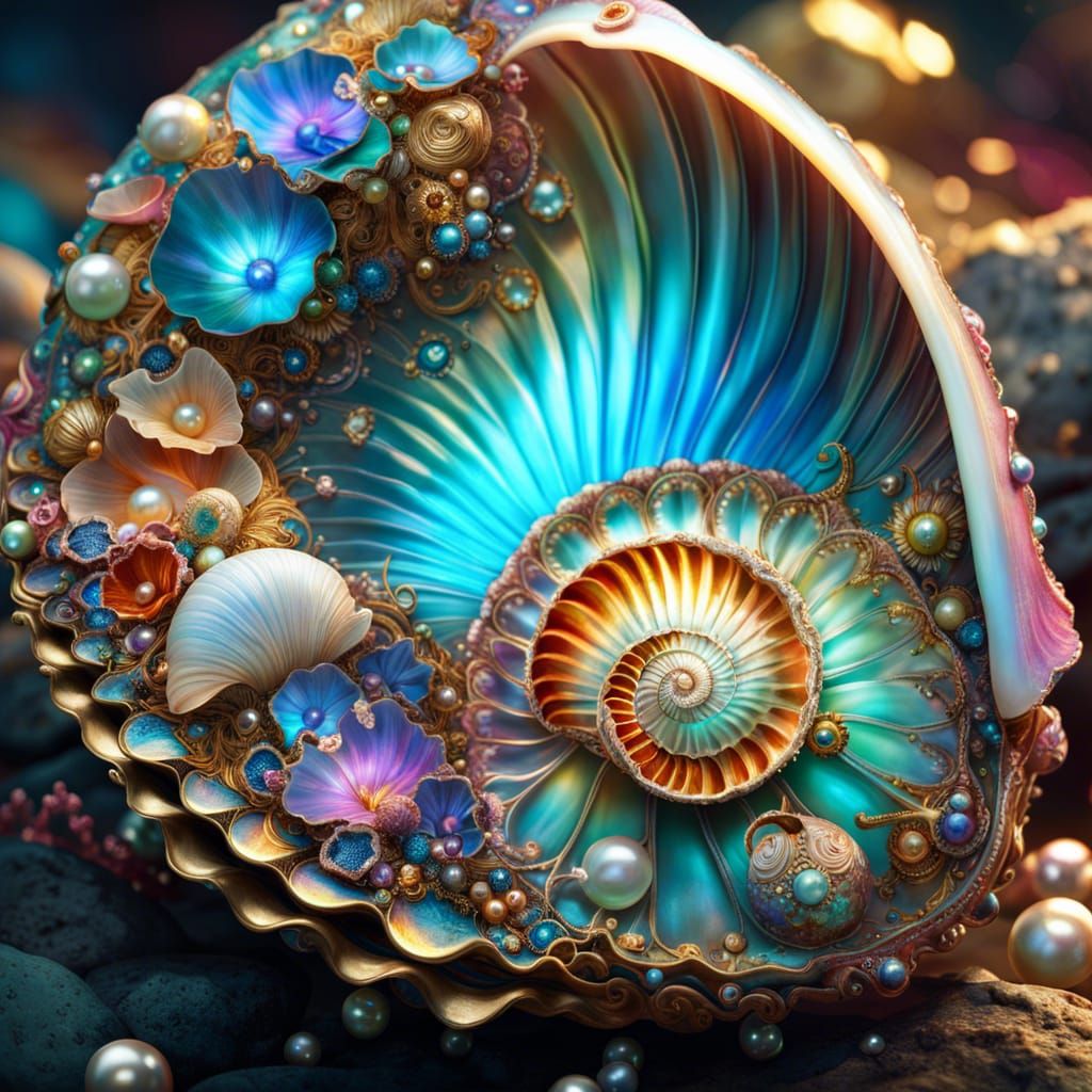 Bioluminescent Pearl in Enchanting Fantasy Shell