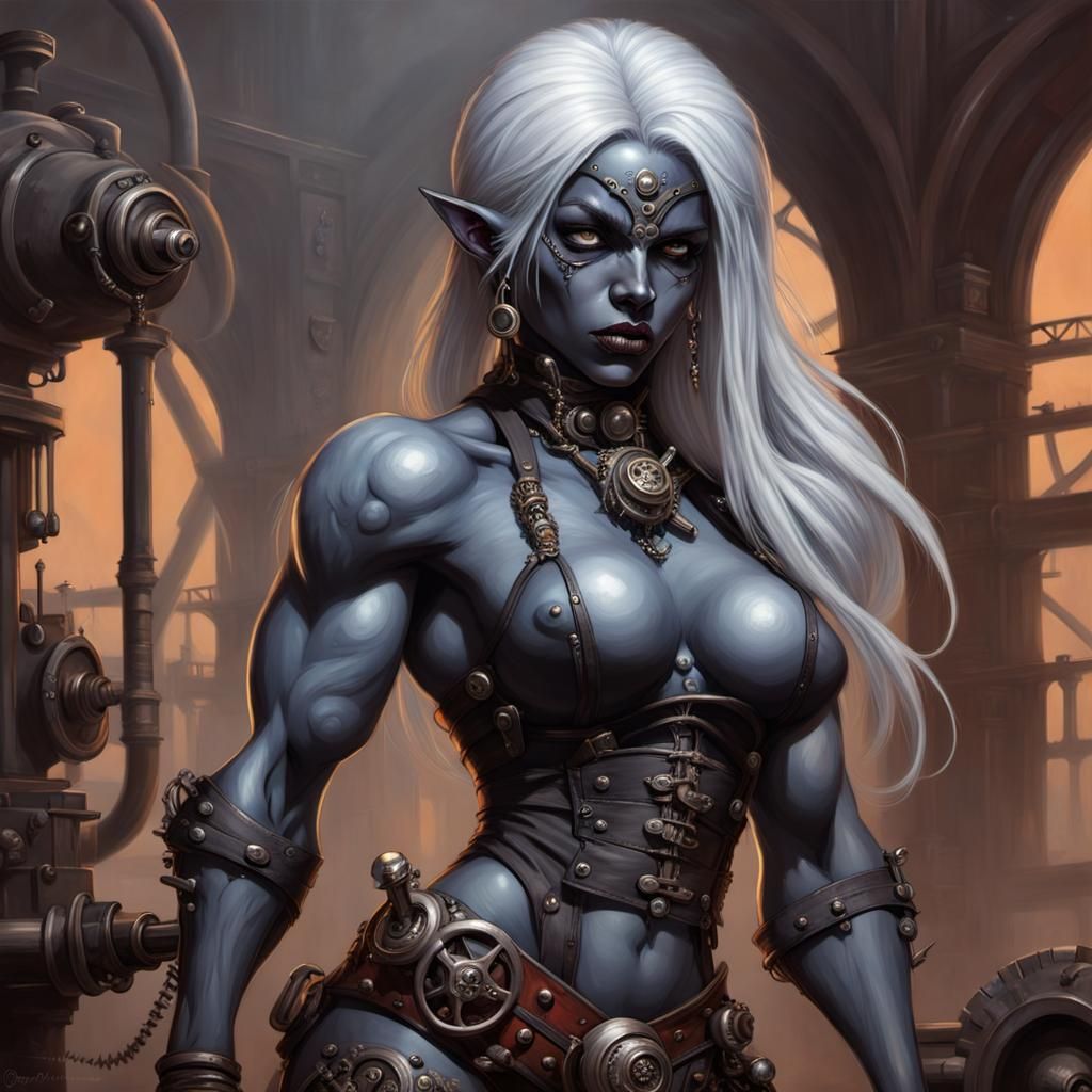 Steampunk Drow with Sinister Undertones