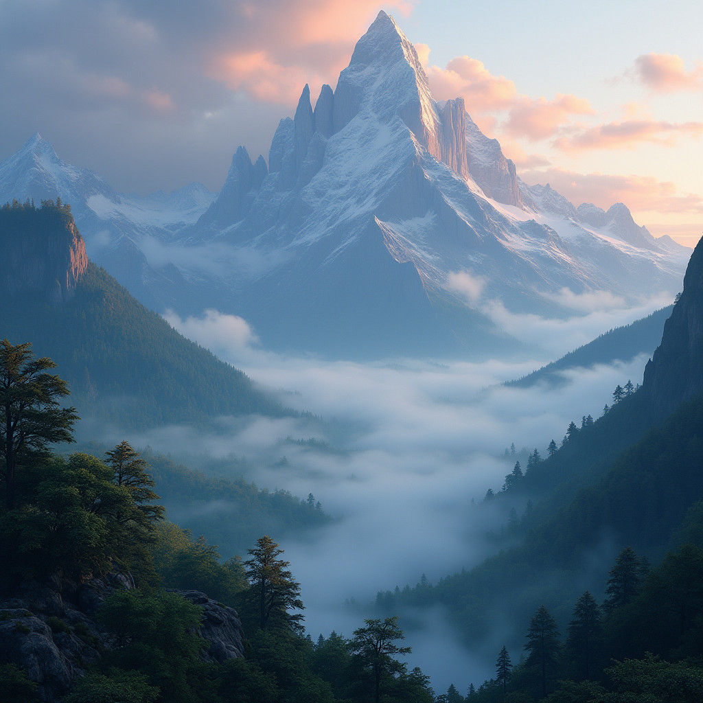 Misty Mountains: A Matte Painting in Fantasy Style