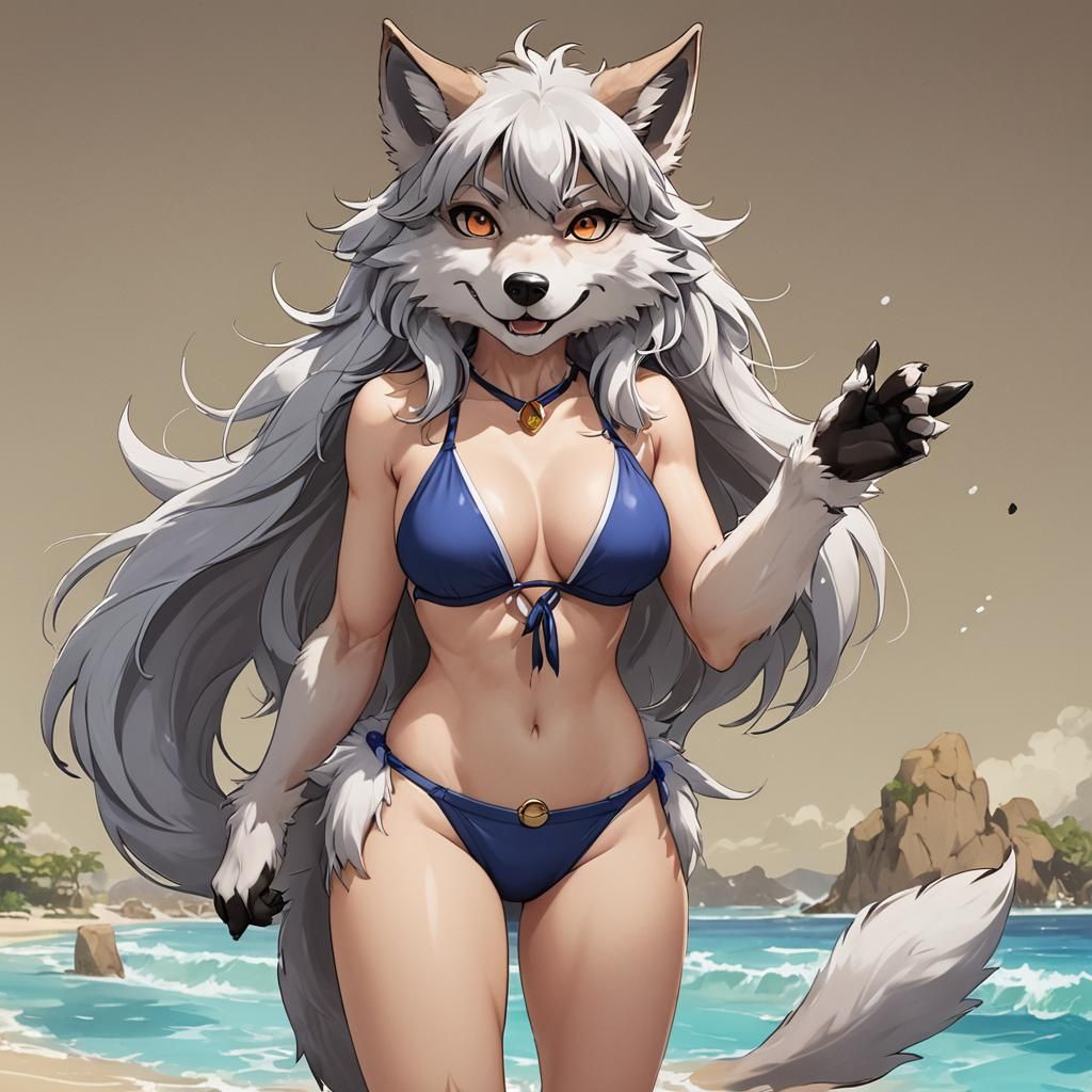 Anime Style Furry Wolf in Bikini