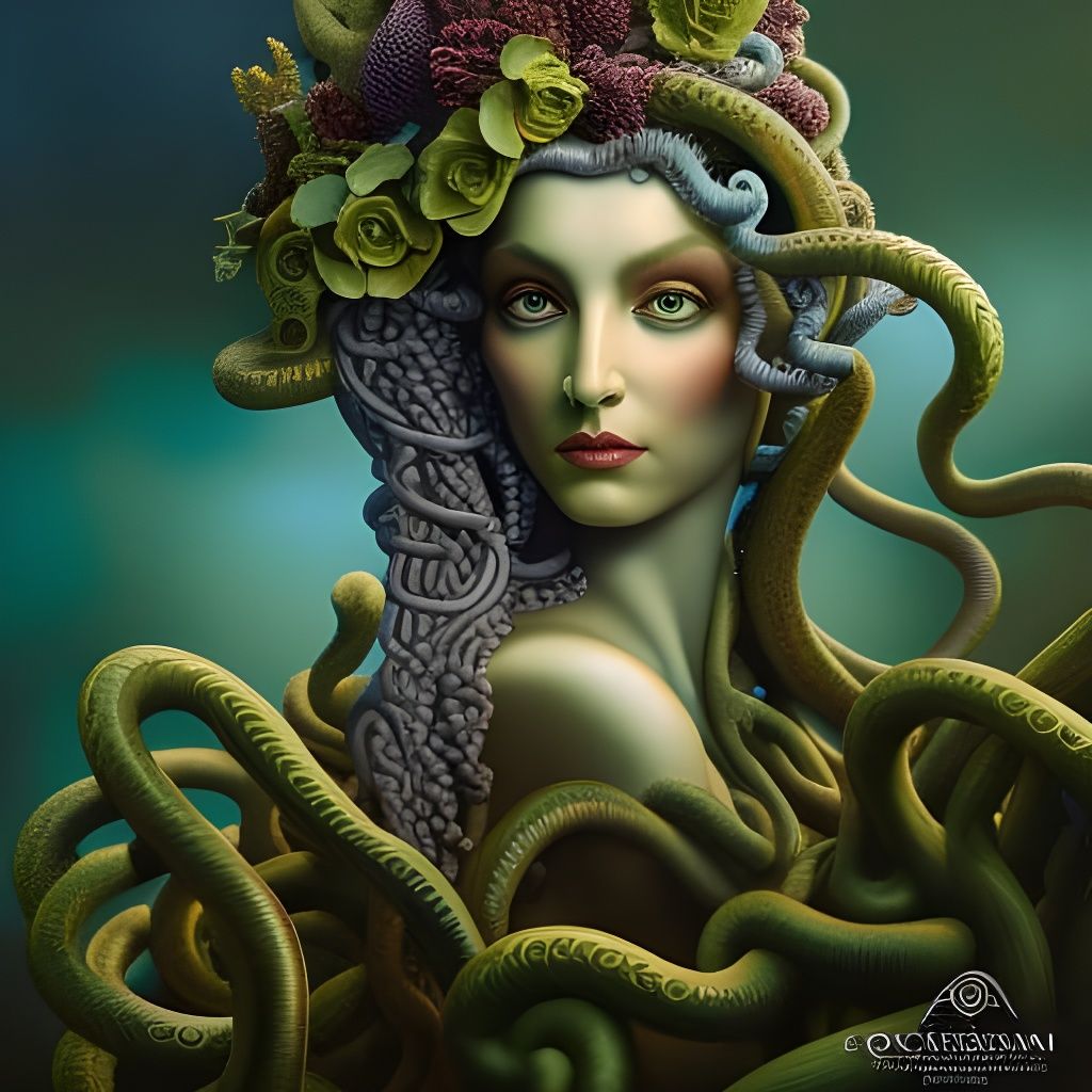Medusa in Twisted Garden: Fantasy Art