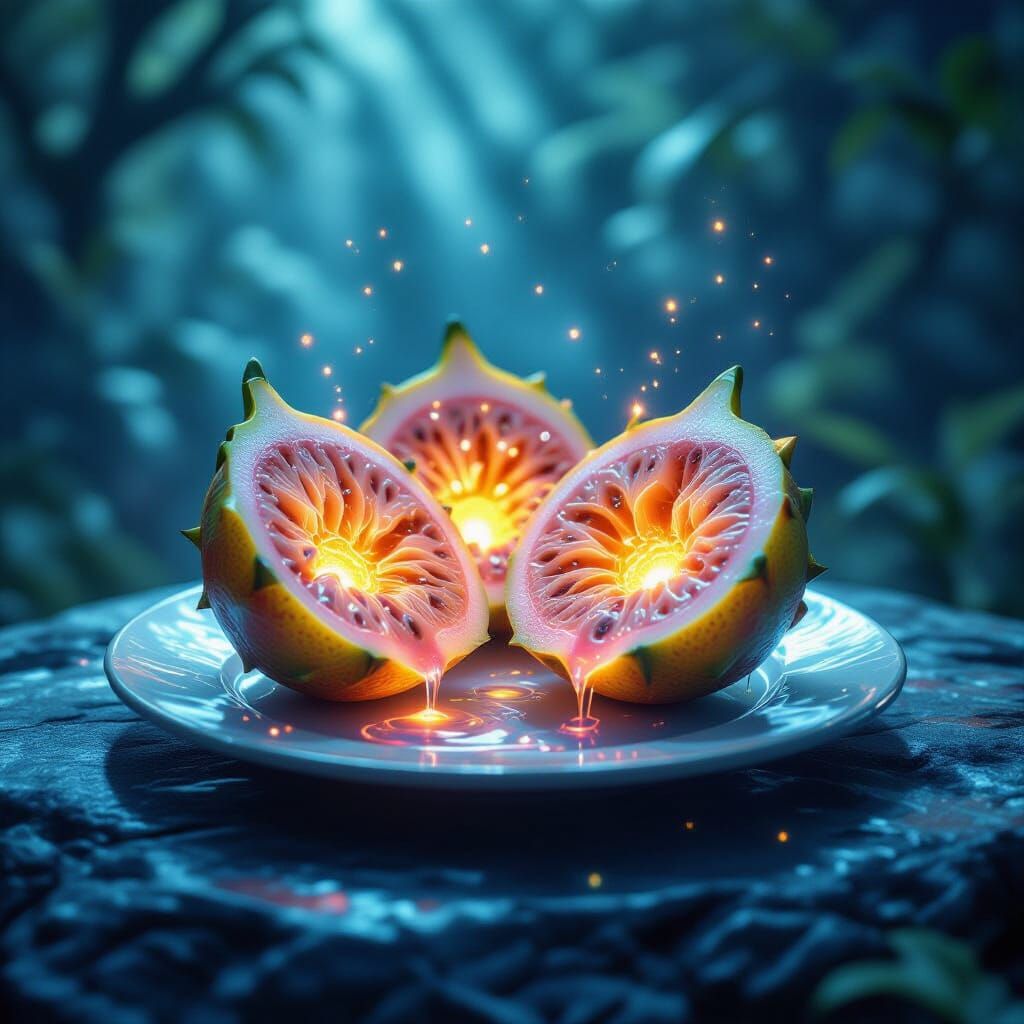 Glowing Alien Fruit with Fractal Patterns