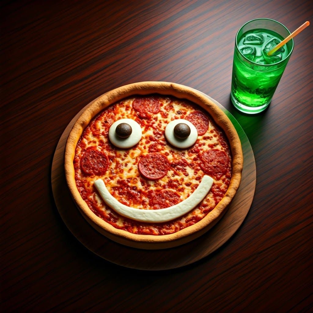 Warm Pizza Masterpiece with Smiling Face