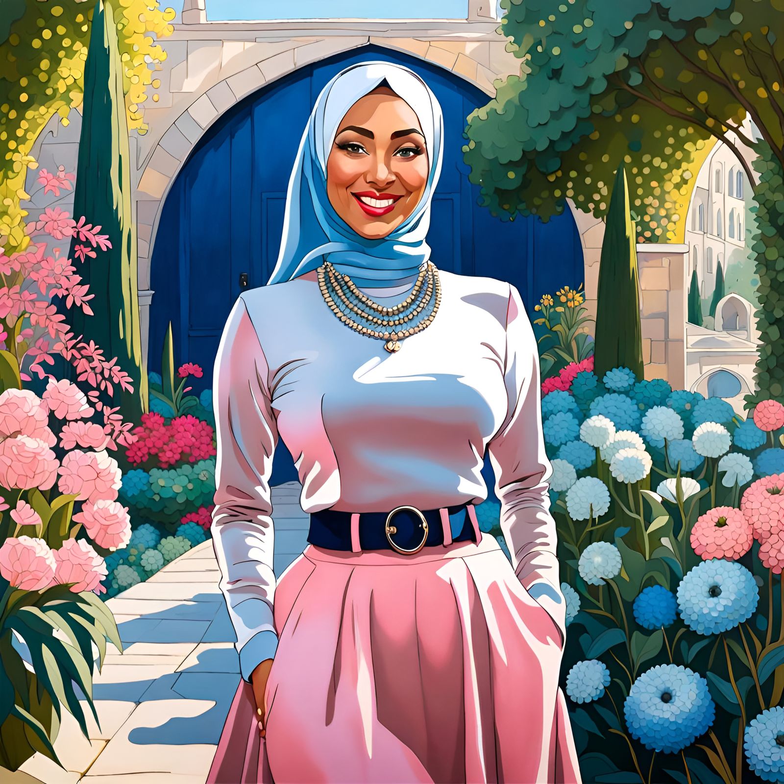 Elegant Hijabi Woman in Mystic Garden